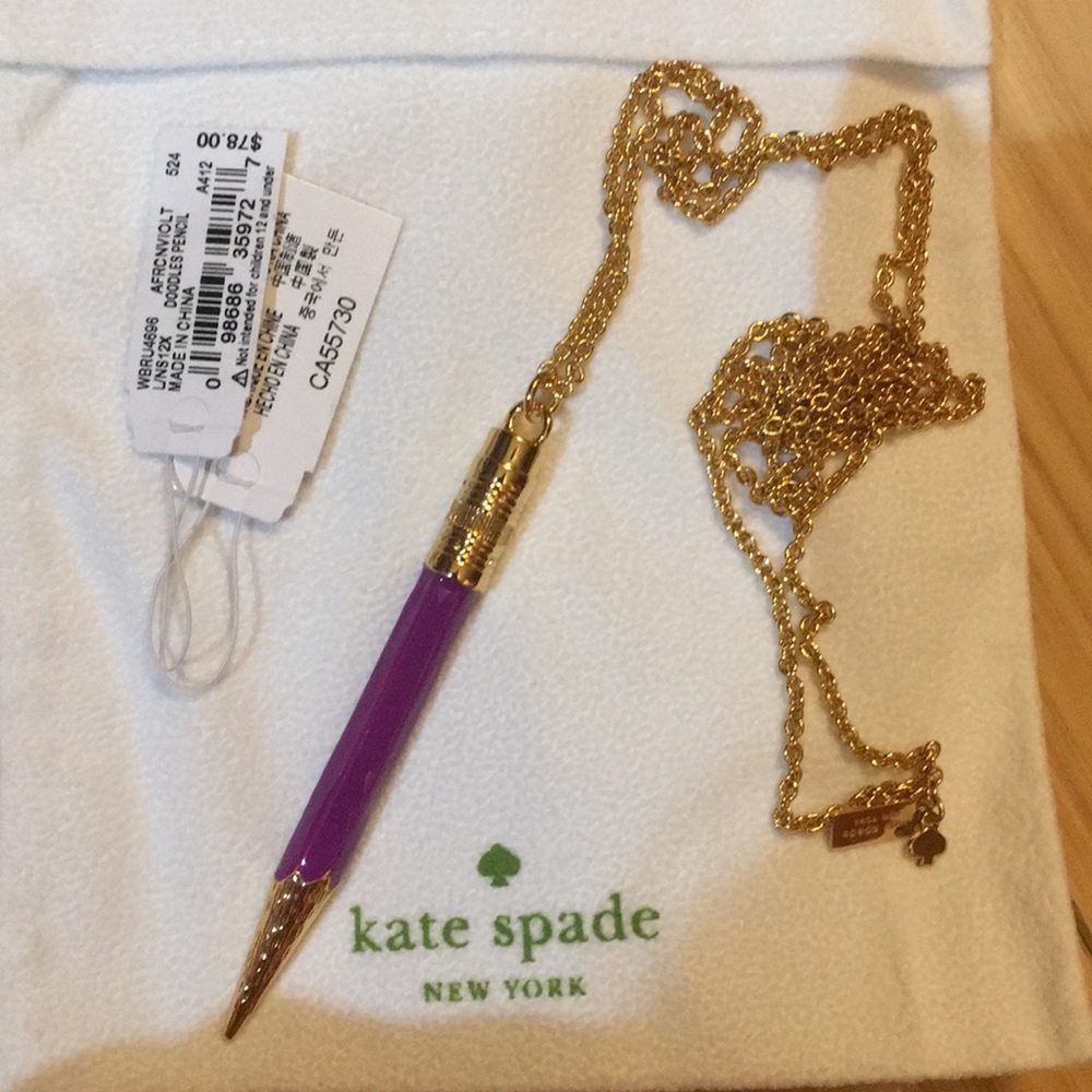 Kate Spade long purple doodle pencil necklace